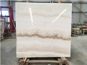 White Jade Straight Onyx Slab Wall Tile