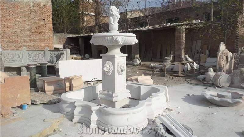 White Marble Water Fountain Customized Design Outdoor