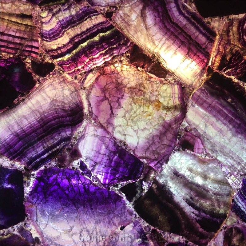 Lilac Purple Stone Gemstone,Backlit Semiprecious Purple Slab