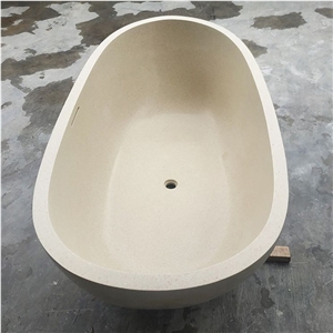 Free-Standing Artificial Stone Terrazzo Bathtub