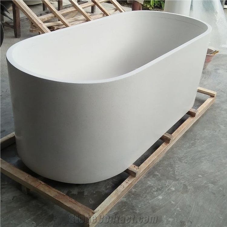 Free-Standing Artificial Stone Terrazzo Bathtub