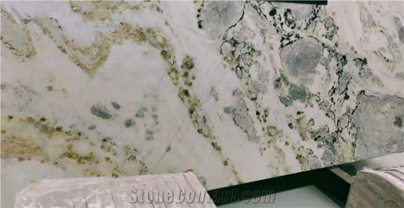 Chinese Ice Jade Green Marble Slab & Tile For Wall/ Flooring