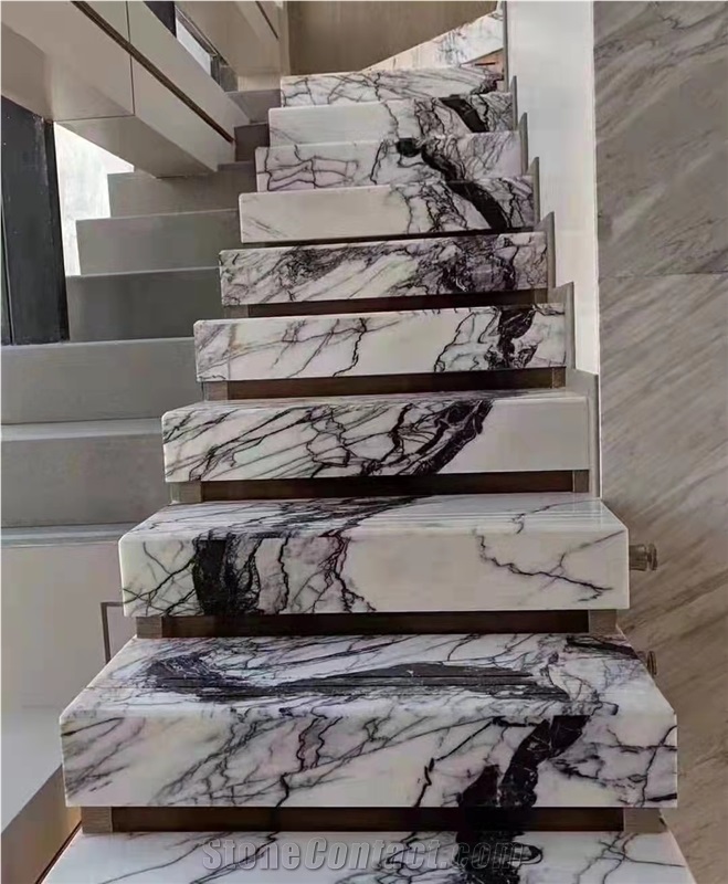 Italy Lilac White Marble Polished Stair Treads & Steps