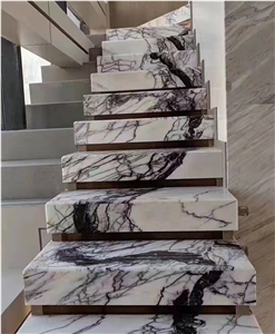 Italy Lilac White Marble Polished Stair Treads & Steps