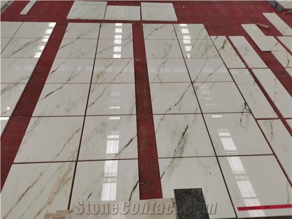 Luxury Chinese Eastern Calacatta Oro White Marble Slab Tile