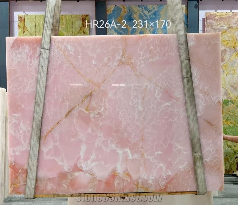 Luxury Pink Onyx Slabs Natural Pink Onyx Tiles