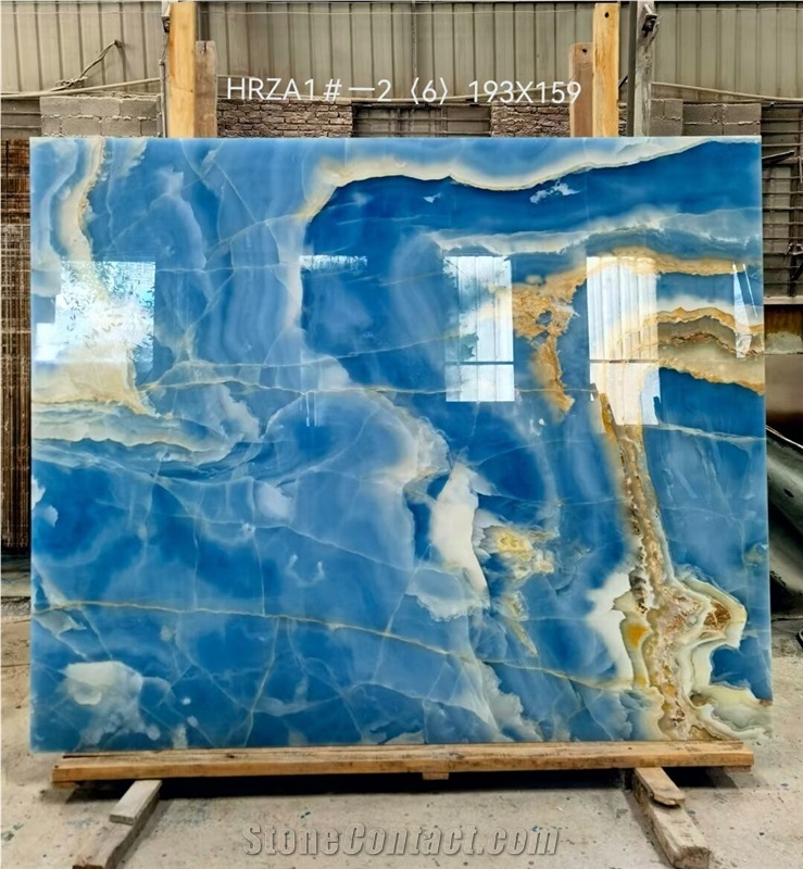 Natural Luxury Blue Onyx Slabs Ocean Blue Onyx Tile