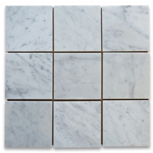 Carrara White Marble 4"X4" Walling Tiles For Decoration