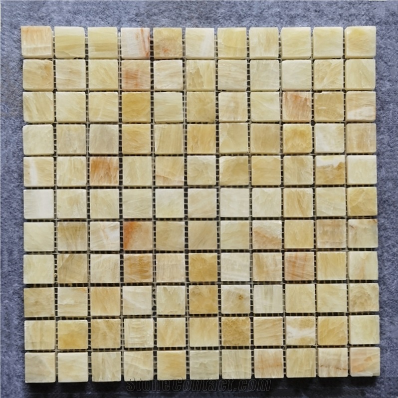Honey Onyx Marble 1"X1" Square Mosaic Tile