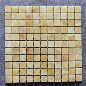 Honey Onyx Marble 1"X1" Square Mosaic Tile