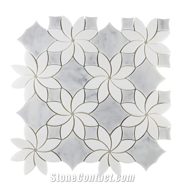 Calacatta White Polished Marble  Mosaic Long Hexagon Tiles
