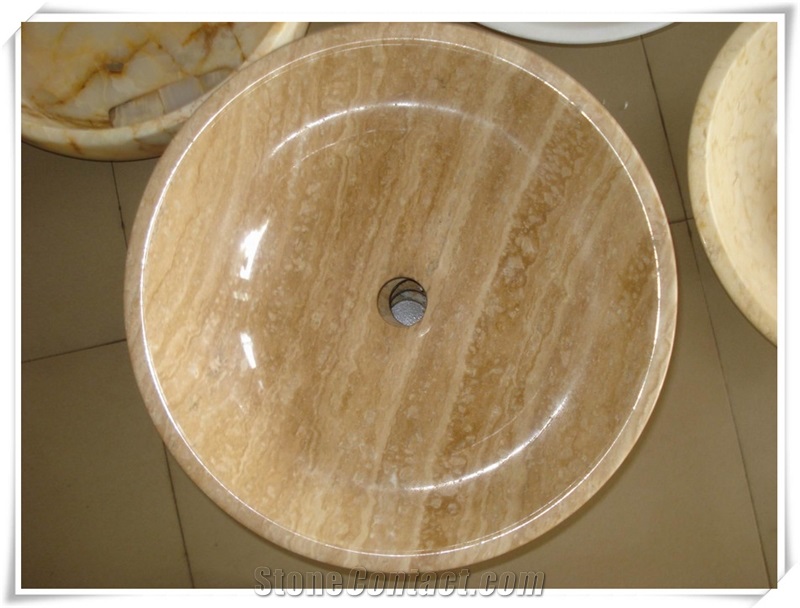 Line Pattern Marble Washbasin Sinks For Hands Washing