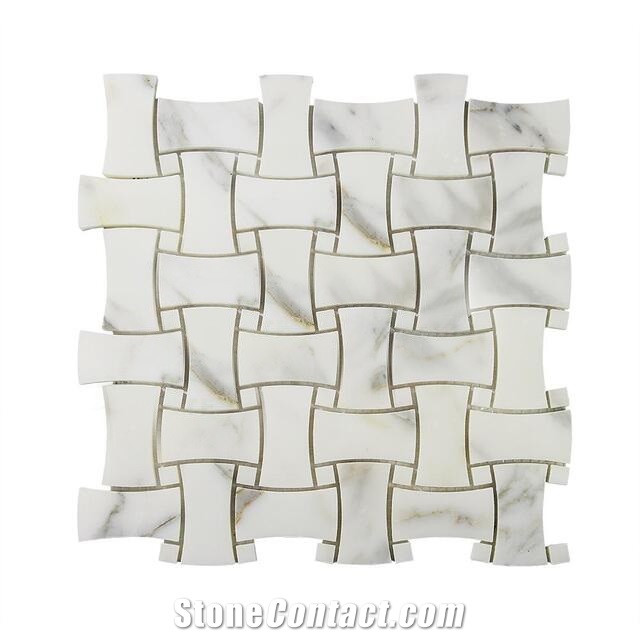 White Marble Mosaic With Yellow Veins Interior Decoration