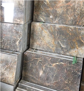 Brown Marble Golden Veins With Polishing Surface