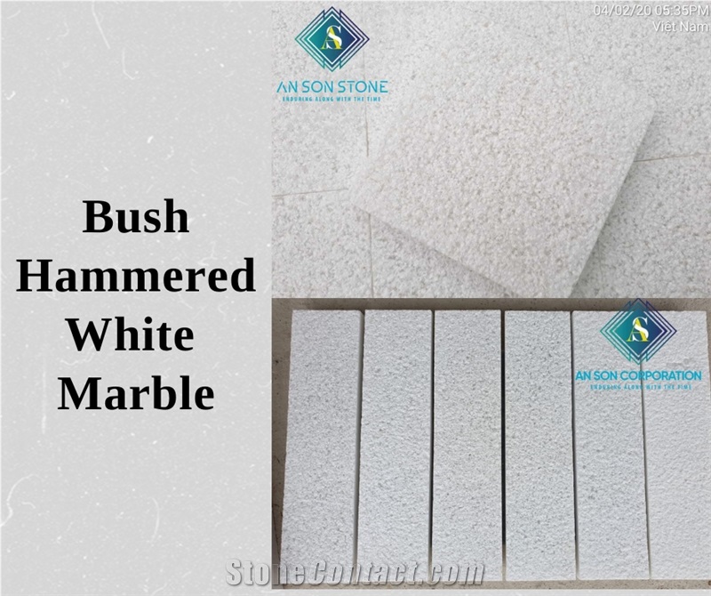 Bush Hammered White Marble Tile For Flooring 