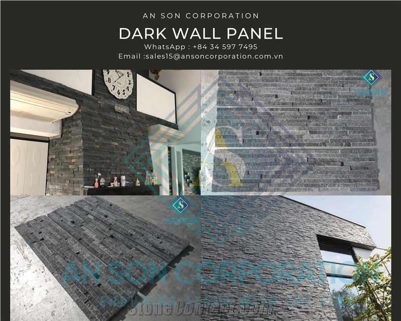 Dark Wall Panel Ledge Stone/Stacked Stone/Veneer Stone Panel