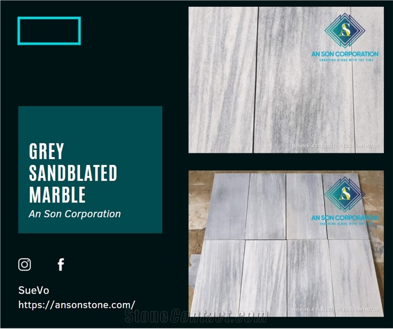 Hot Product - Vietnam Grey Sandblasted Marble Tiles 