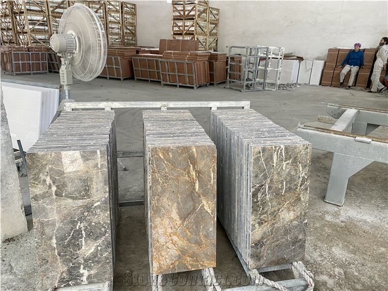 Marble Natural Durable Brown Marble Tile Veins