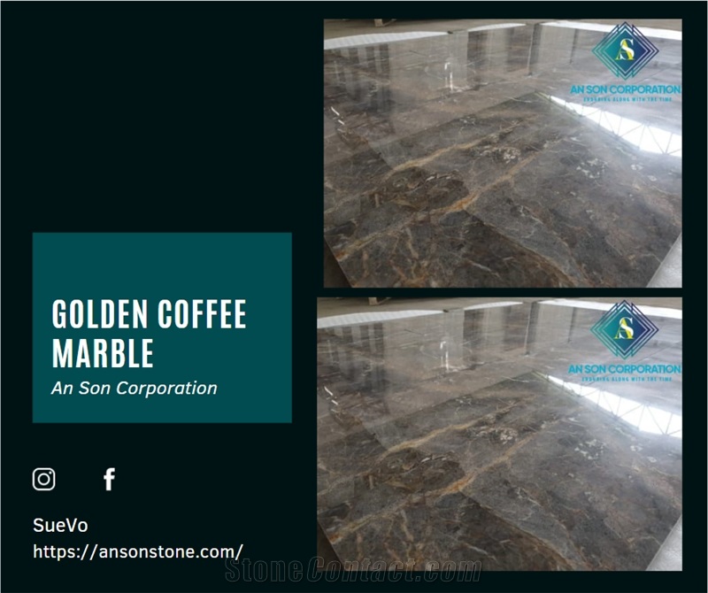 Vietnam Golden Coffee Marble Tiles 