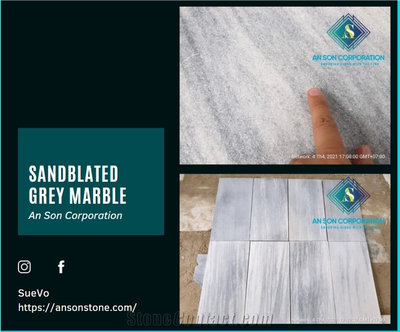 Vietnam Grey Sandblasted Marble Tiles 