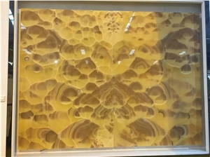 Golden/Yellow Marble Stone Tiles Bookmatch For Interior