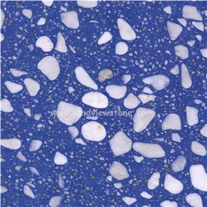 Blue Terrazzo Slab Cement Slab For Benchtop Island Top