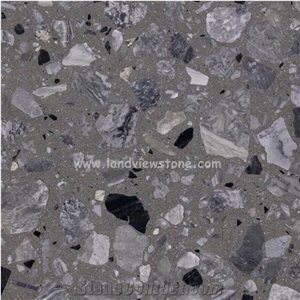 Terrazzo Tile Dark Grey Color Artificial Stone Flooring