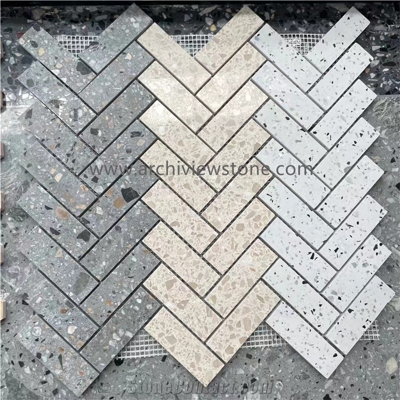 White Precast Terrazzo Slab Terrazzo Floor Wall Tiles