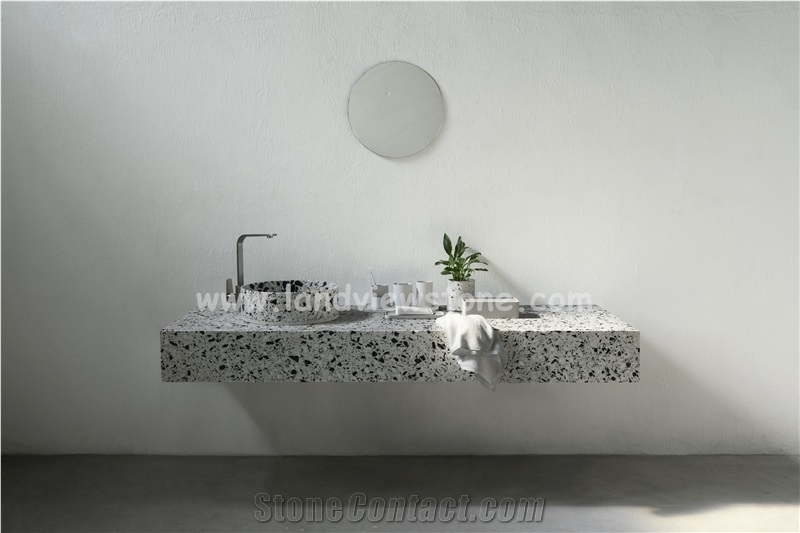 White Terrazzo Tiles Cement Wall Cladding Floor Pattern