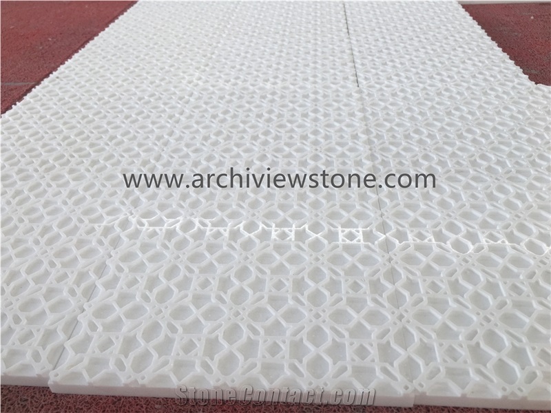 3D CNC Thassos Crystal White Marble CNC Wall Panel