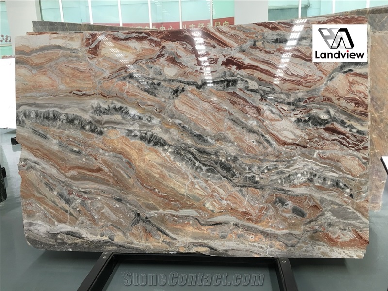 Arabescato To Orobico Rosso Marble Slabs