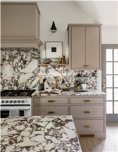 Calacatta Viola Red Marble Kitchen Island Worktop
