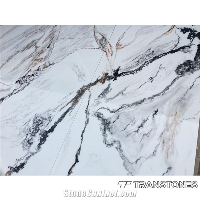 Translucent Black & White Marble Panel For Wall