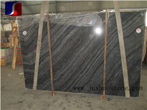 Chinese Ancient Wood Marble Black Slab With White Veins Tile