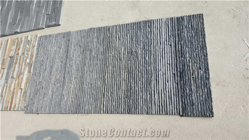 Natural Riven Black Slate Thin Wall Ledge Stone Claddings