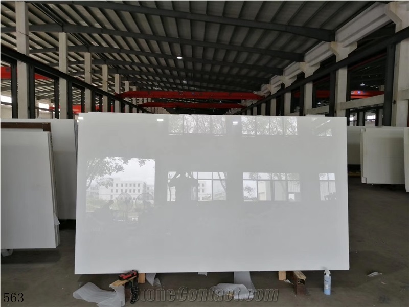 China Pure White Nano Vetro Artificial Microcrystalline Slab