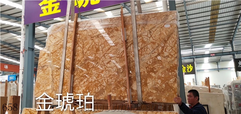 Amber Gold Marble Yellow Slab Tile In China Stone Market