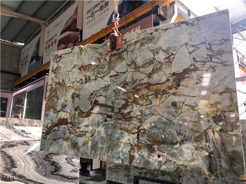 Brazil Deep Blue Quartzite Roman Slab In China Stone Market