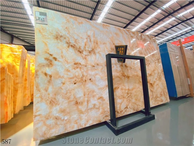 China Yellow Ice Jade Luxury Onyx Orange Slab Wall Tile