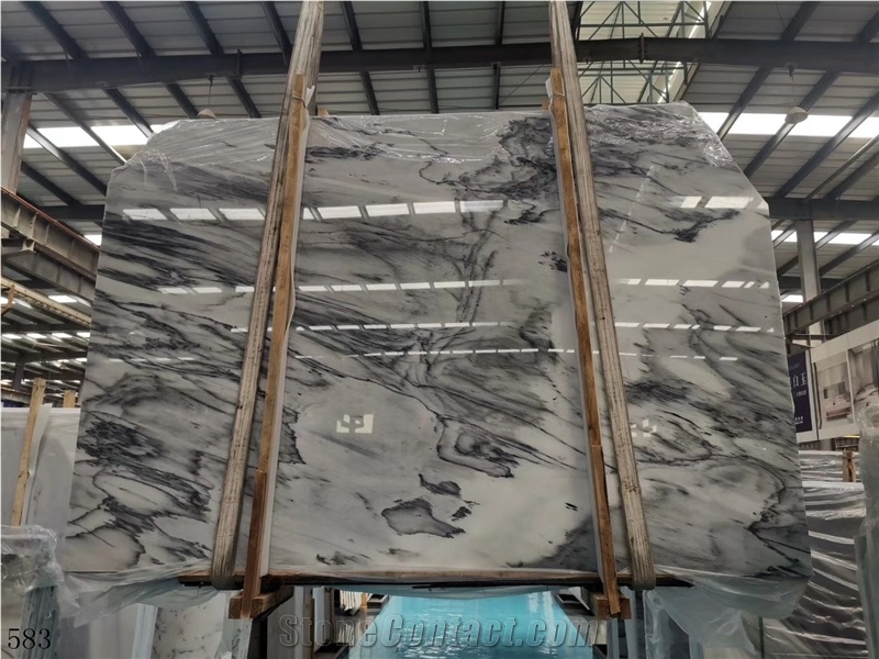 Ink White Marble Mountain Slab Tile In China Stone Market