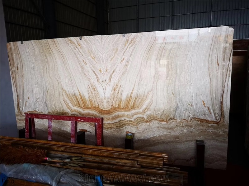 Royal Grain Yellow Marble Wooden Slab In China Stone Market