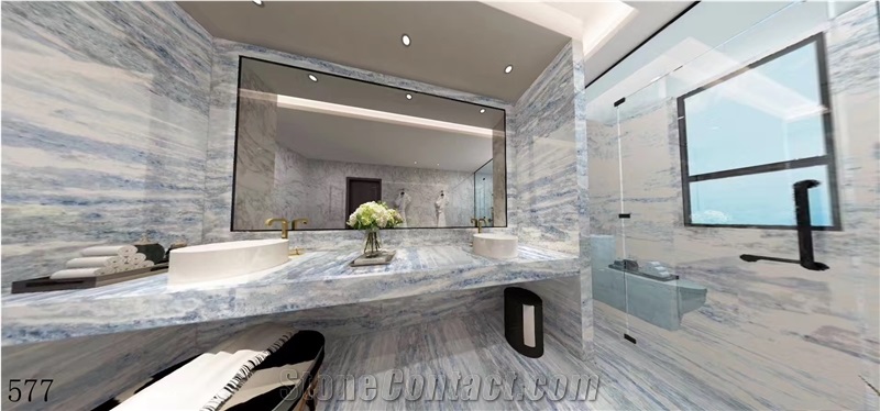Victoria Crystal Blue Marble Slab Tile In China Stone Market