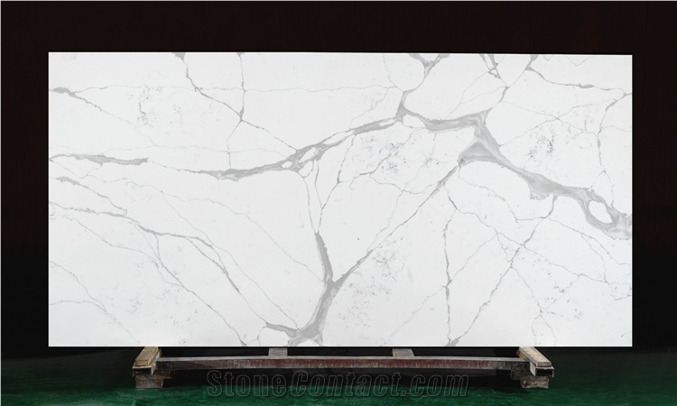 Artificial Marble Calacatta White Quartz Kitchen Countertops
