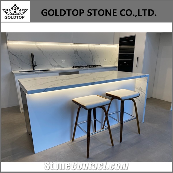 Artificial Stone Calacatta White Quartz Kitchen Countertops