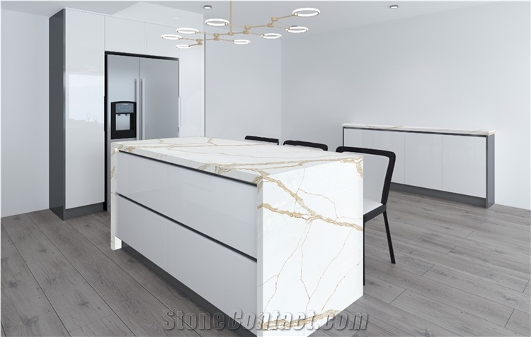  Calacatta Gold Quartz Stone Kitchen Countertops