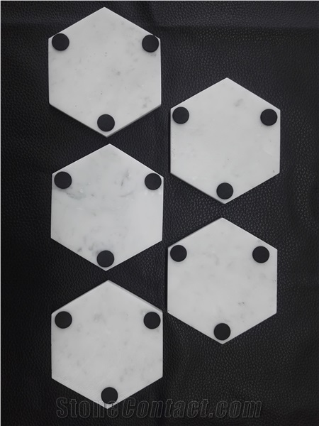 Black Marble Hexagon  Coasters Marble