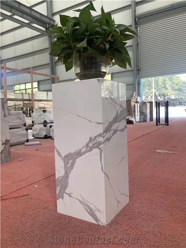Calacatta White Marble Artificial Stone Flower Planters Base