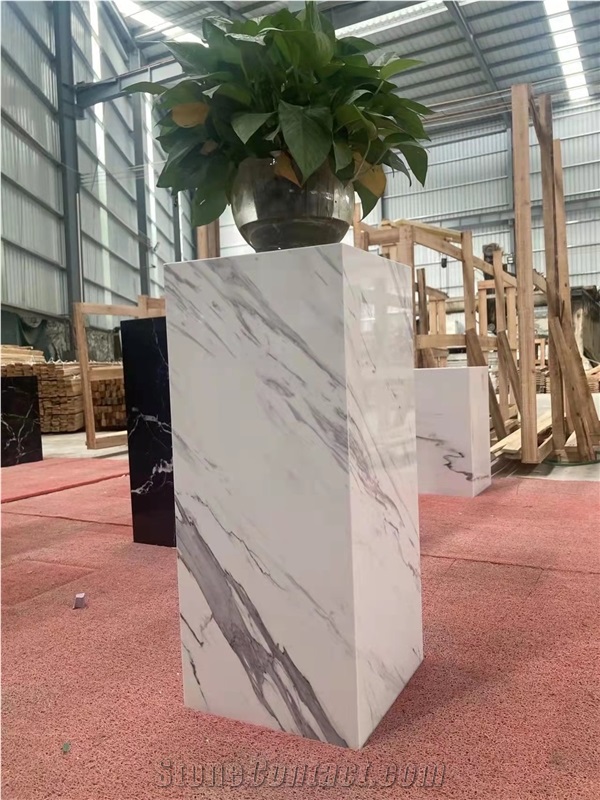 Calacatta White Marble Artificial Stone Flower Planters Base