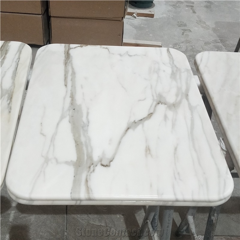 Hotel Table Calacatta Gold White Marble Table Countertops
