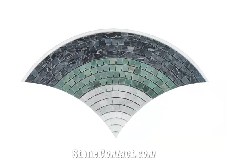 Fan Shape Mosaic Gradual Change Shadow Green Marble